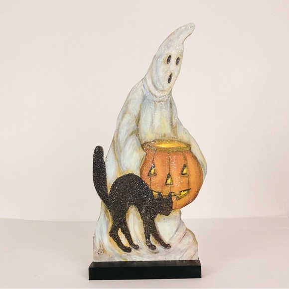 Bethany Lowe Other - Kathy Seburn Halloween Ghost with Pumpkin and Cat Display Board